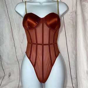 NEW! Fashion Nova | Chain To You Bodysuit | Copper | Size Small